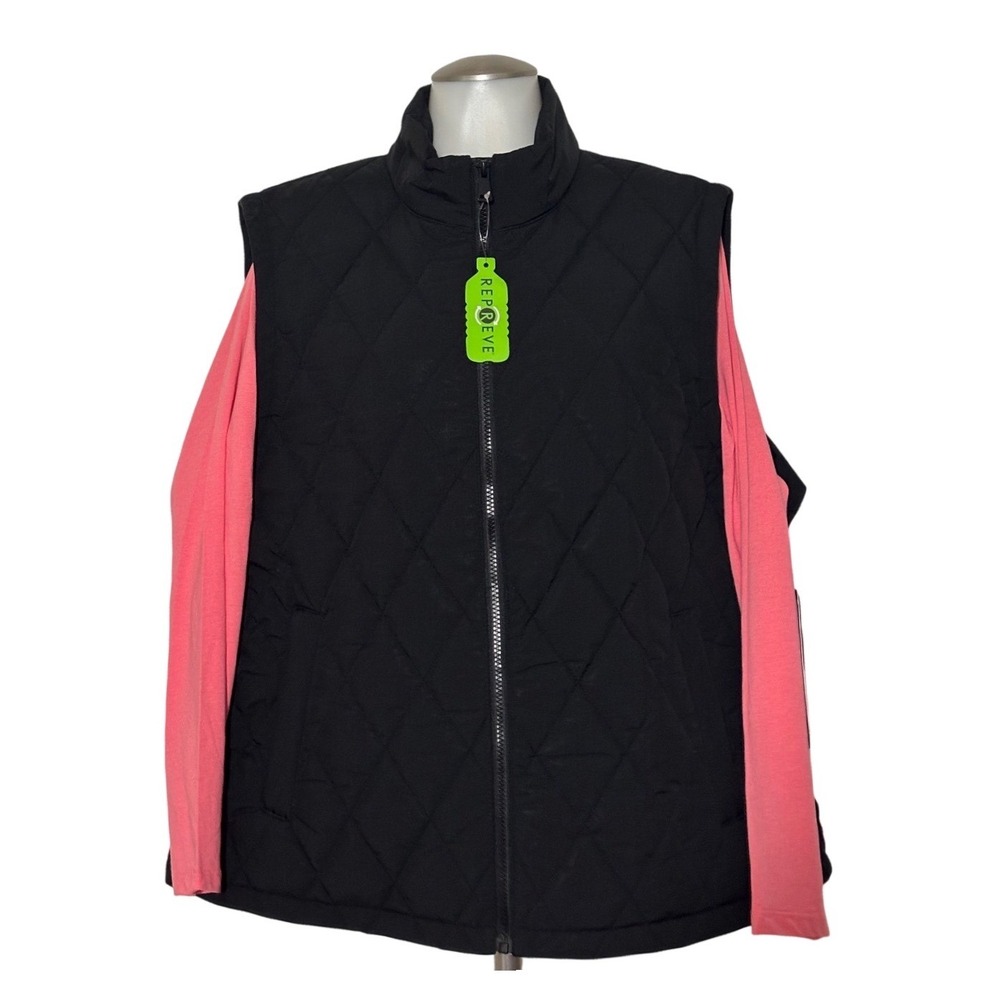 Free Country Quilted Vest Women XXL Black Freecycle Full Zip Puffer NWT pockets